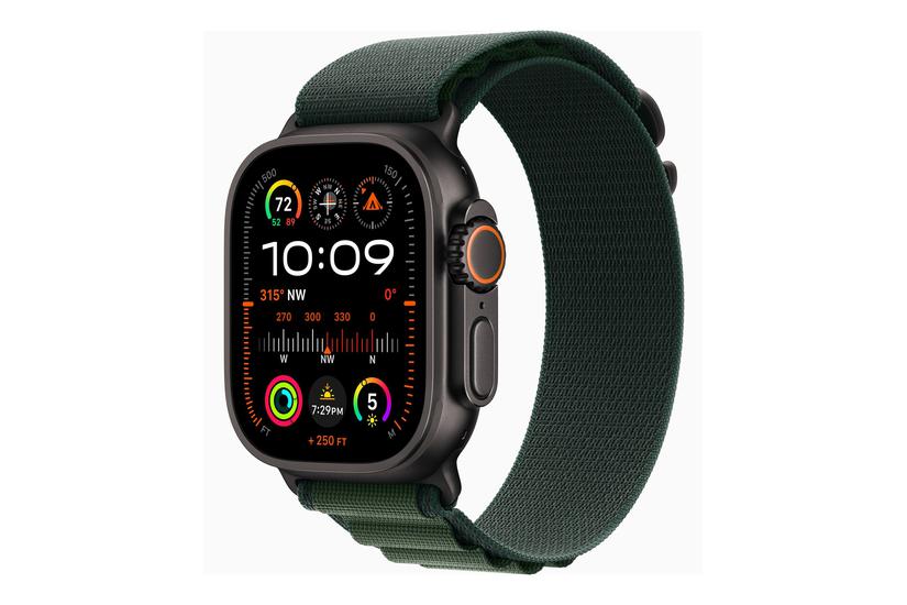 Apple Watch Ultra 2 i Sort Titanium med Mørkegrøn Loop