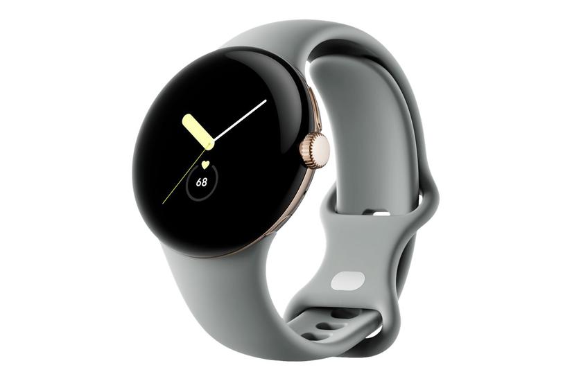 Google Pixel Watch i Champagne Guld med Nøddebrunt Bånd
