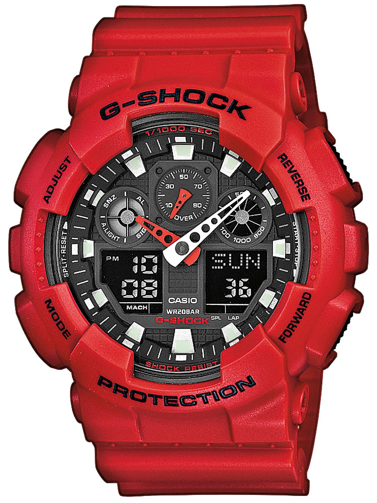 Casio GA-100B-4AER Herreur – Rød Shock – FRI Fragt!