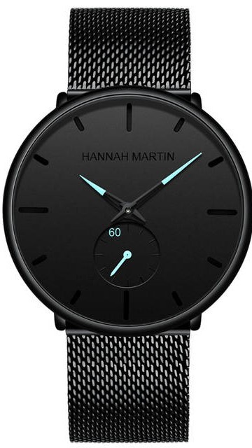 Elegant Unisex Ur i Sort med Blå Visere - Tidløs Stil