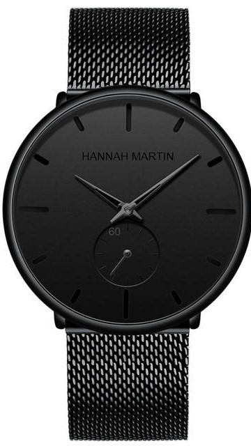 Elegant sort unisex herreur med mesh metalrem